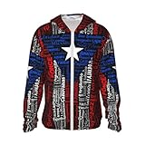 Noasqll Puerto Rico Towns Flag Unisex Women Men Sun Protection Hoodie Jacket Zip Up Lightweight Long Sleeve Sun Shirt Fishing Hiking Outdoor UV Shirts With Pockets Large