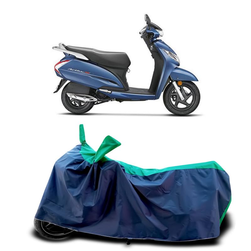 Image of DUFFEL-Two Wheeler Bike Cover Compatible for Activa 125 New Bs6 Heat Protectio /UV-Rays /Birds Dropping /DustProof /Waterproof Indoor Outdoor and Parking Full Protection All Variants [Green Patta]