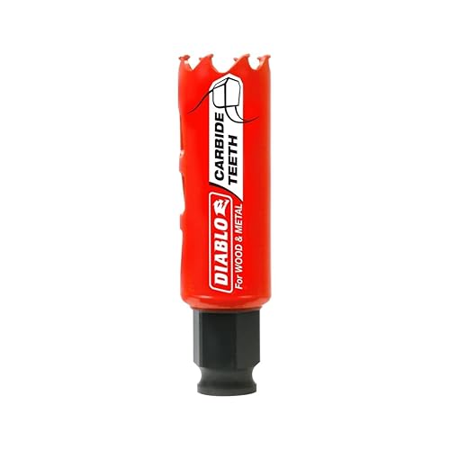 Sierra de agujero de dientes de carburo Diablo para madera y metal - Compatible con el sistema de mandril Snap-Lock Plus, expulsión de tapón sin
