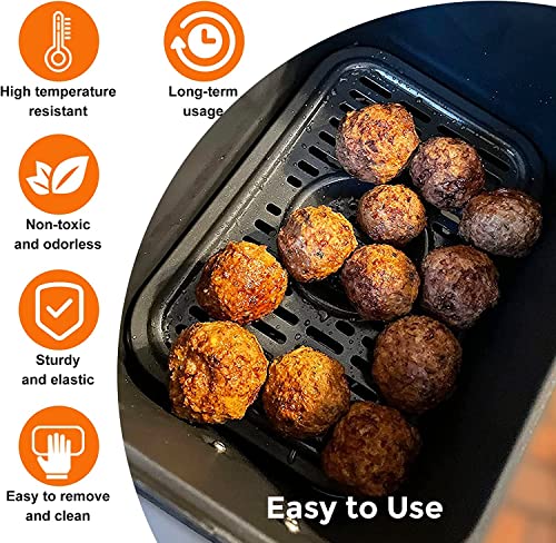 Air Fryer Grill Pan For Ninja Air Fryers, 2 Packs Replacement Air Fryer Crisper Plate Grill Plate Tray Accessories With Rubber Bumpers For Ninja Foodi Dz201 Dz100 And Other Air Fryer, Dishwasher Safe #TOP3