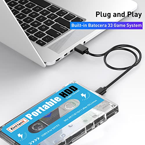 Kinhank Disco rígido externo HDD 500G com sistema Batocera 33, console de jogos retrô com jogos 1117