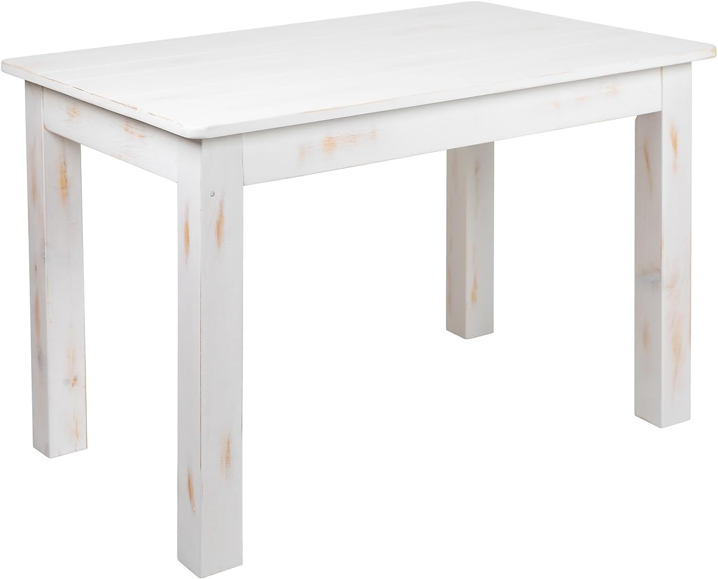 HERCULES Series 46" x 30" Rectangular Antique Rustic White Solid Pine Farm Dining Table
