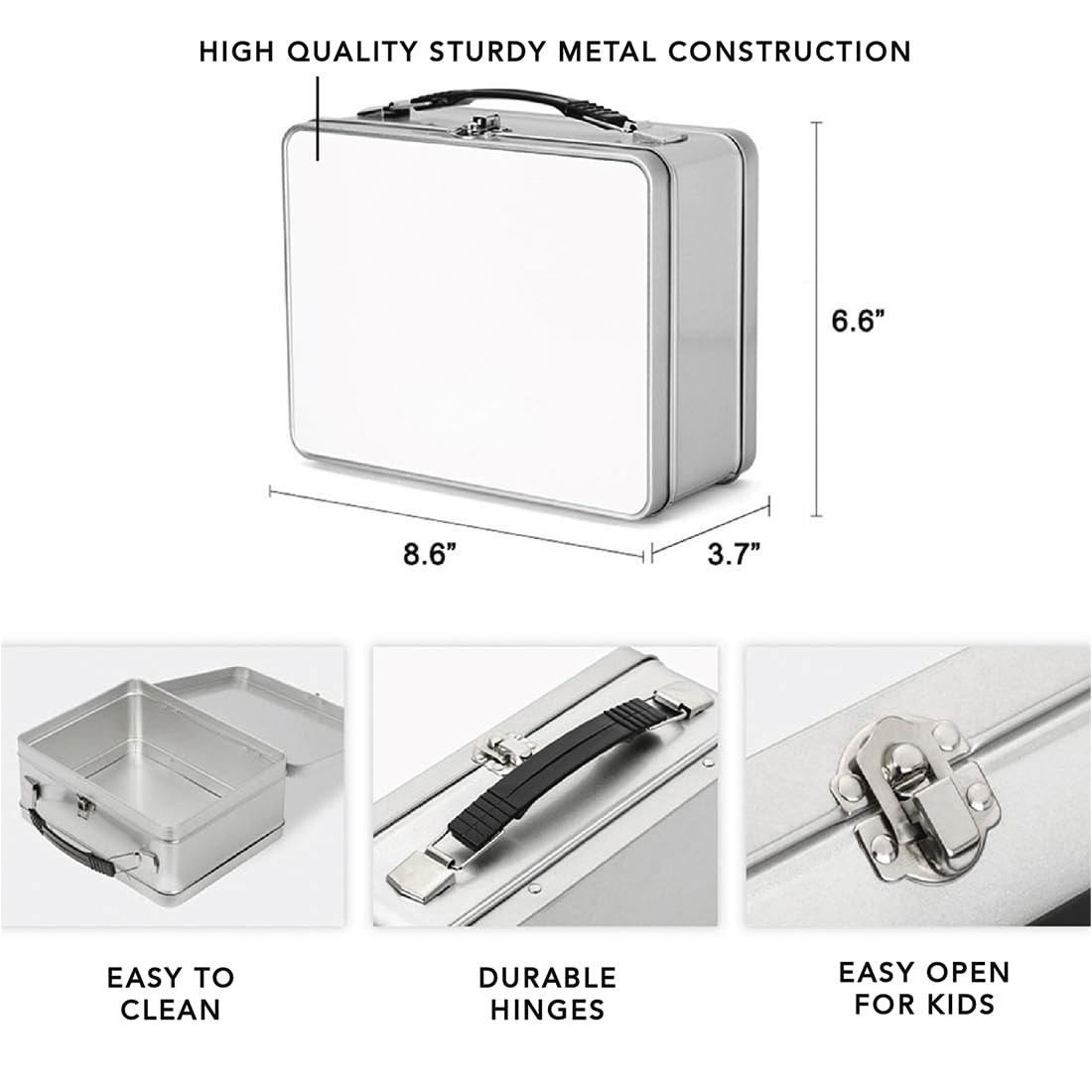 Andaz Press Personalized Stainless Steel Lunch Box, 8.6