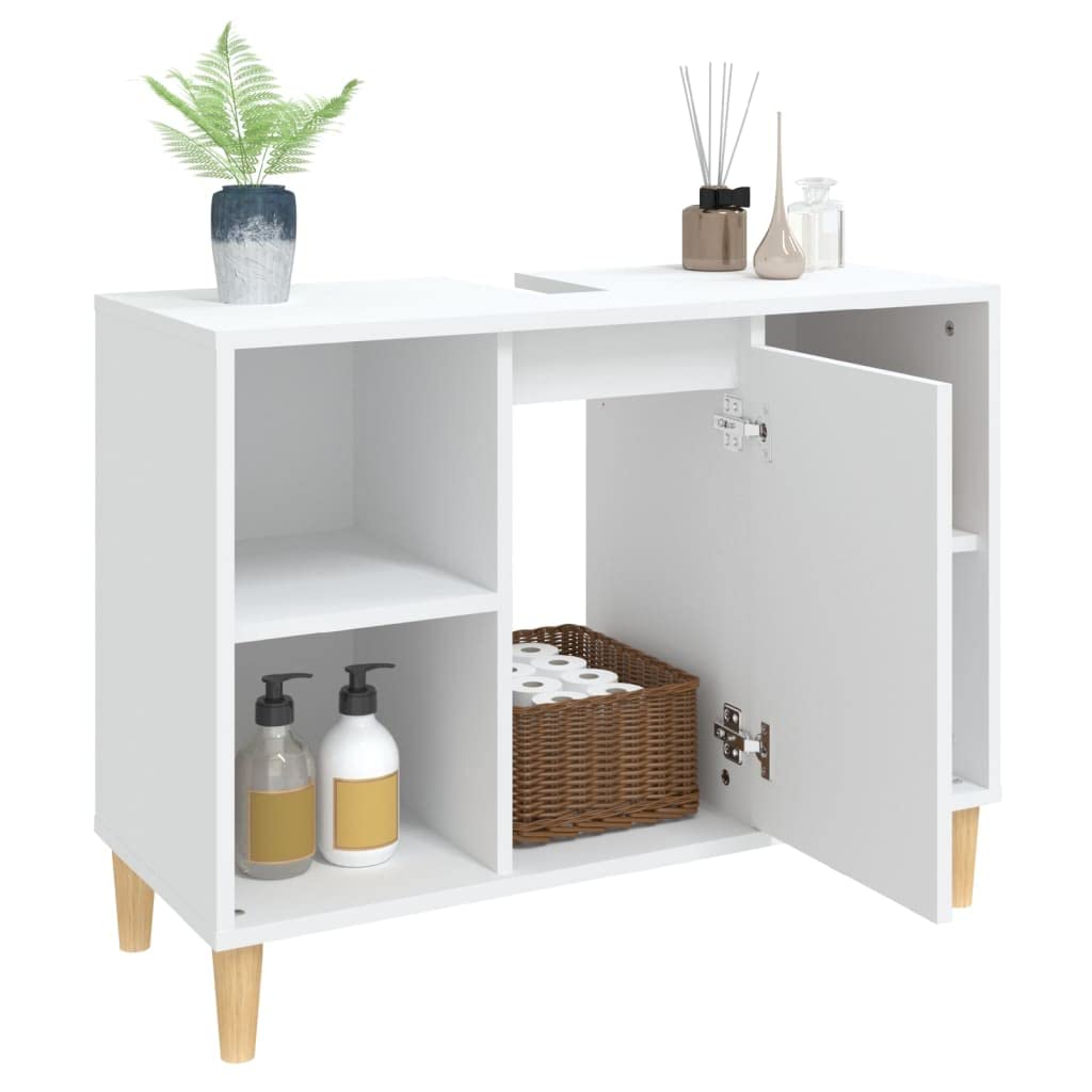 Tomostar Meuble sous Lavabo, Meuble de Rangement Salle de Bain sous Vasque Armoire Évier Blanc 80x33x60 cm Bois d'ingénierie