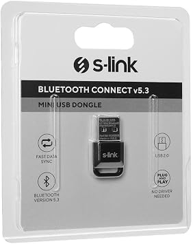 S-link SLX-BL053 Bluetooth 5.3 Receiver, Mini Dongle USB Adapter, Win7/8/10/11 Plug and Play, Multi-Device Connecting (For PC)