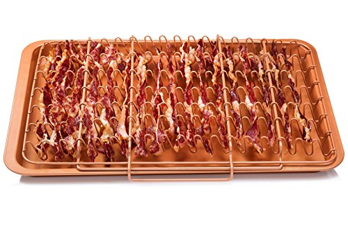 Gotham Steel 1937 Bonanza Xl Healthier Perfectly Crispy Oven-Bacon Drip Rack Tray With Pan With Nonstick Easy Clean Surface, Copper – As Seen On Tv #TOP1