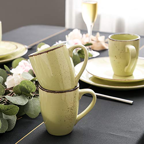 Vancasso Navia Prato Tea Coffee Mugs - 4Pc Contemporary Ceramic Cups Set Stoneware Drinking Cups - 350Ml - Yellow Green #TOP5