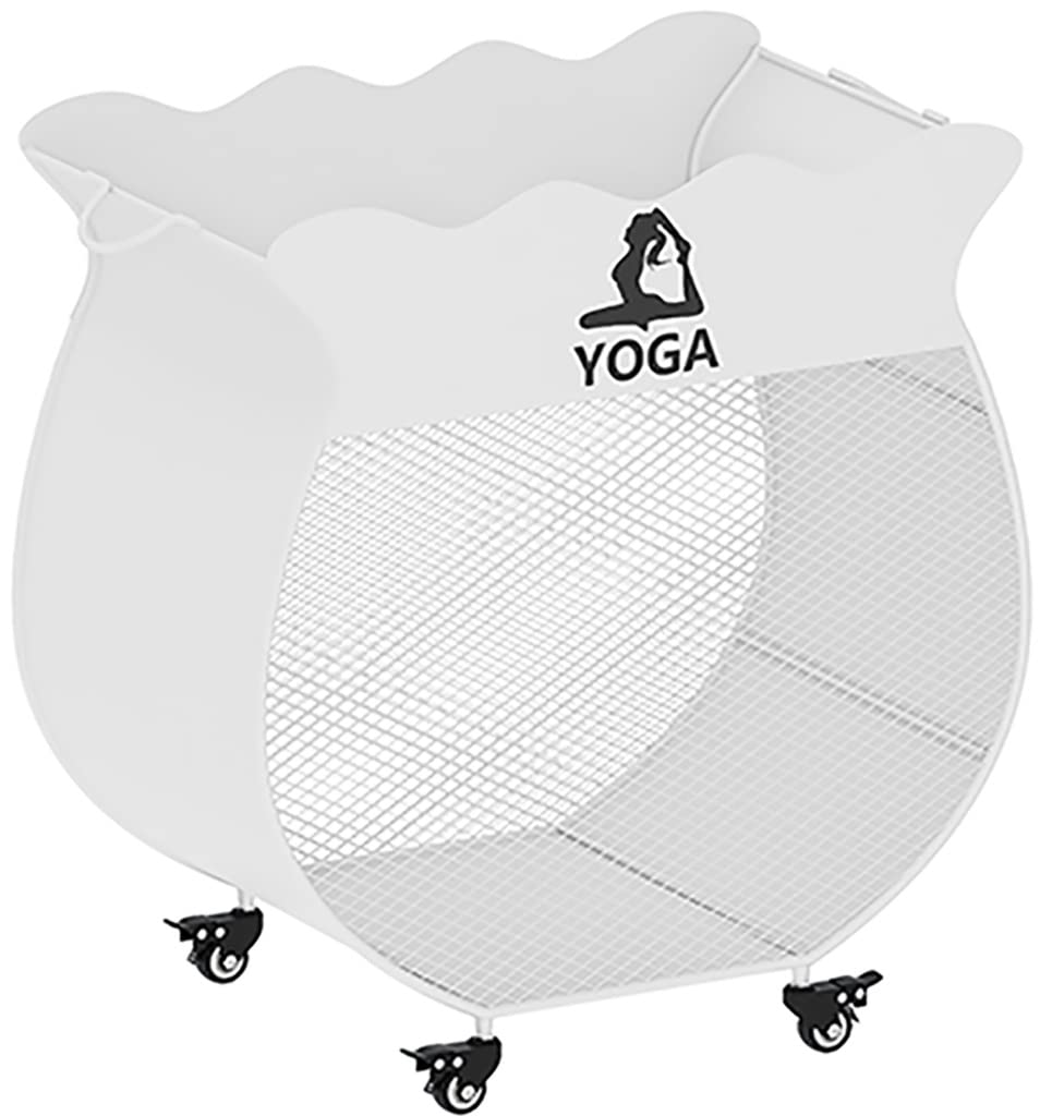 Carrello portabiancheria con Ruote, Cesto portabiancheria in Metallo con Ruote, Carrello portabiancheria in Rete Metallica per impieghi gravosi, Cesto portaoggetti per Tappetino Yoga, Cesto