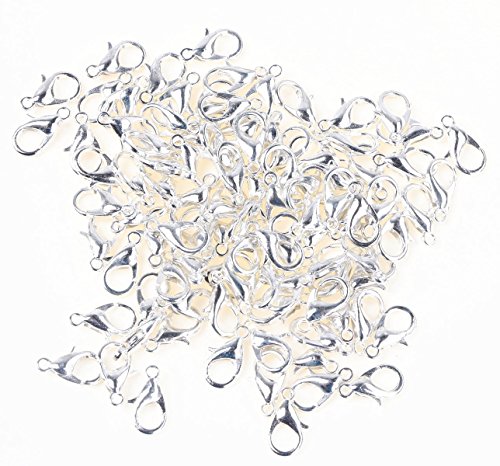 Shapenty Small Metal Alloy Lobster Claw Clasps Clip Diy Necklace Jewelry Finding Making Accessories Fastener Hook, 12Mmx6Mm, 100Pcs (Silver) #TOP3