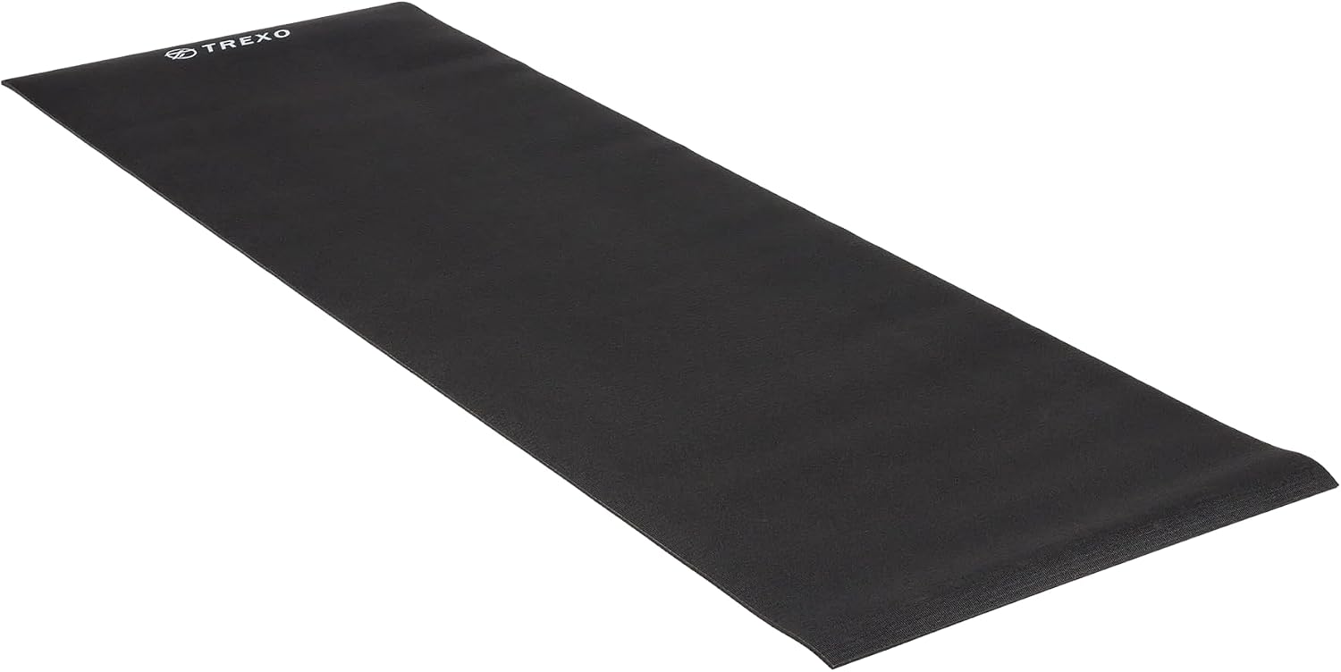 TREXO Wytrzymała mata do jogi z PCW 61 x 183 cm, grubość 6 mm, do domowego klubu treningowego, pilatesu, rozciągania, gimnastyki