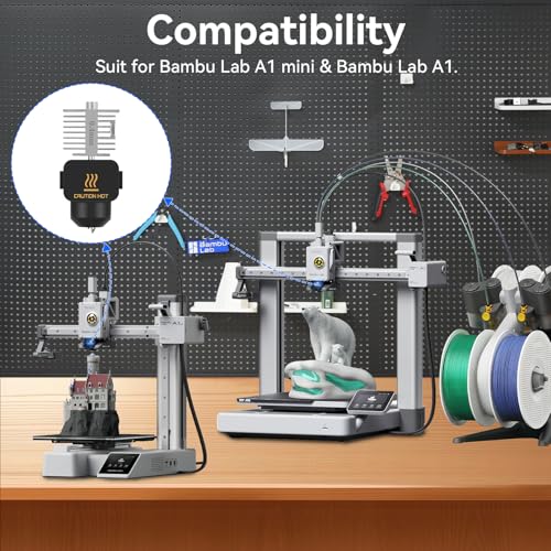 Upgrade A1/A1 Mini Quick-Swap Hotend 0.4mm Rostfreier Stahl Düse Fast Speed&High Temp Integrierte Struktur mit Silikonabdeckung Compatible with Bambu Lab A1/A1 Mini 3D Drucker