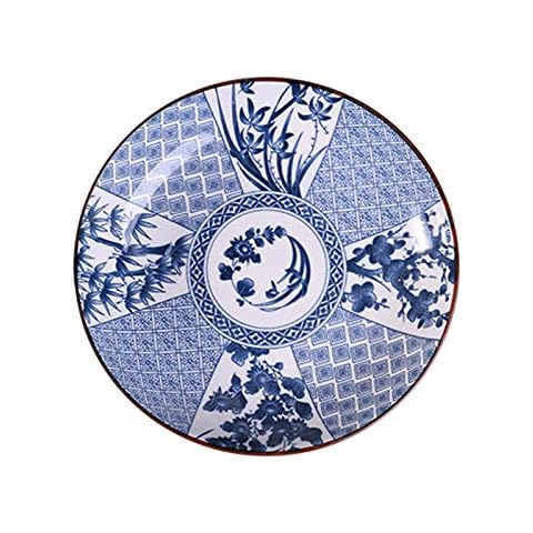 Gegong Blue and White Porcelain Serving Plate Floral Dinner Shallow Plate Appetizer Salad Dessert Snack Plate (7 inch,Orchid, Plum Blossom, Bamboo and Chrysanthemum) Cover