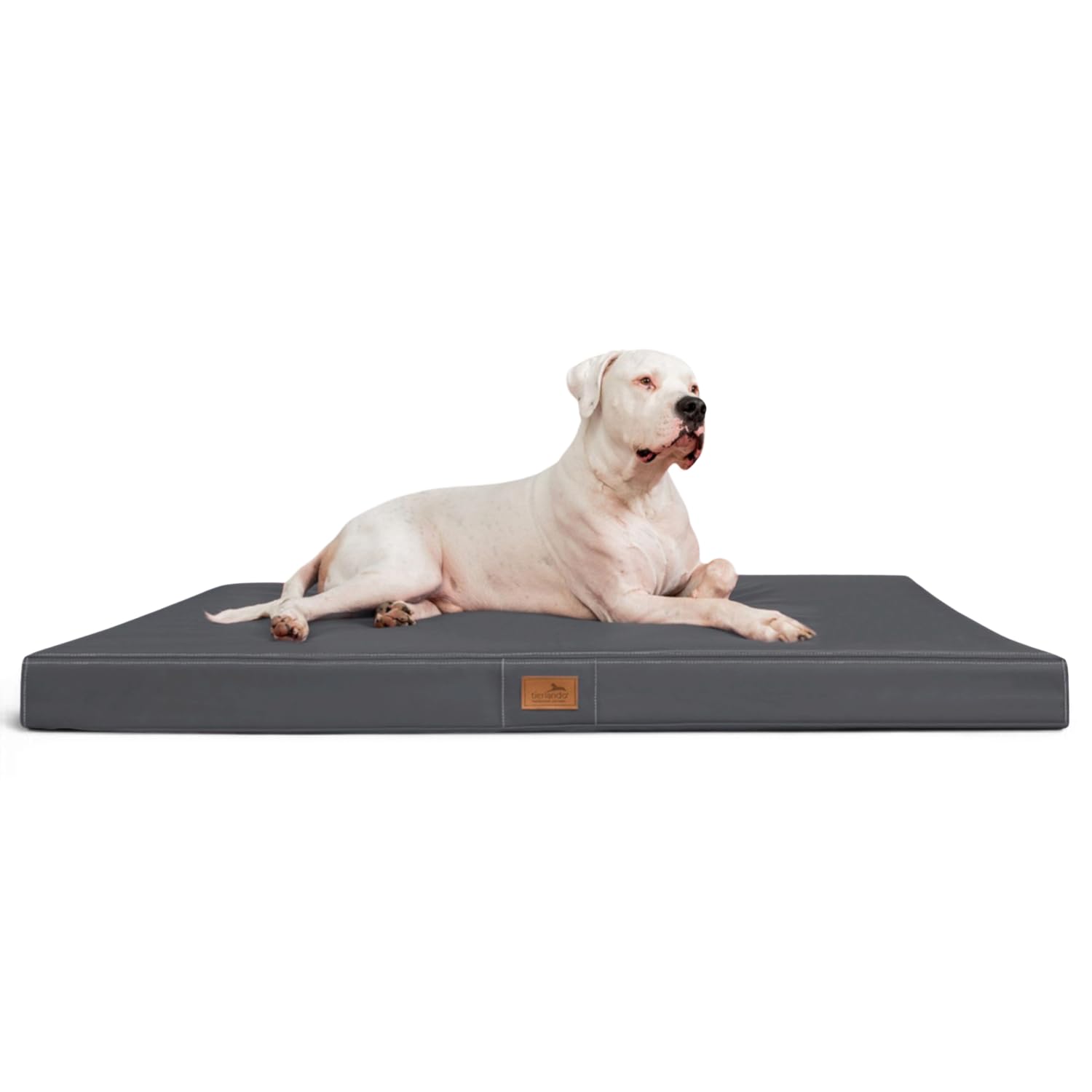 tierlando® Orthopädische Hundematratze Oscar Easy CLEAN aus Kunstleder mit Visco-Schaumfüllung, druckentlastende Hundematte mit Rutschfester Unterseite Größe: 100x80cm | Farbe: 02 Graphit