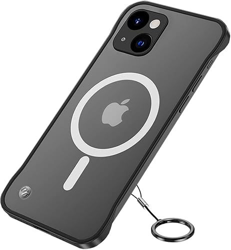 Miniatura 1 de GALAPPLE Funda magnética ultrafina sin marco para iPhone 14, funda minimalista negra mate con esquina a prueba de golpes y cuerda de bucle para los
