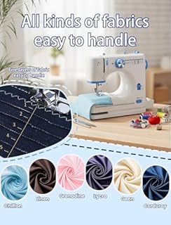 Portable Sewing Machine Ideal for Beginners, Adults, and Kids - 12 Built - in Stitches, Basic Sewing Kit Included, 2 - Speed Foot Pedal, Perfect for Home Use - Blue And White-HKS1