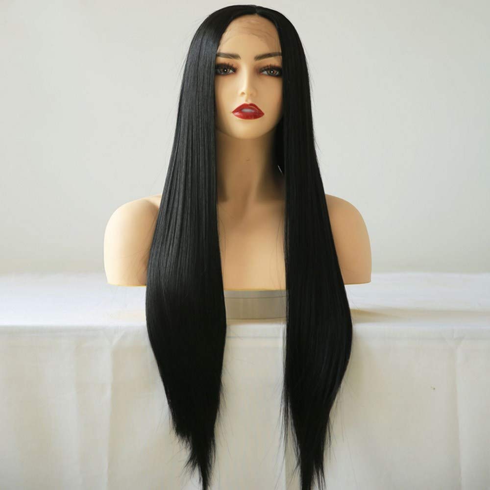 Black Lace Front Wigs 13x4 Lace Long Straight Heat Resistant Synthetic Lace Front Hair 26in