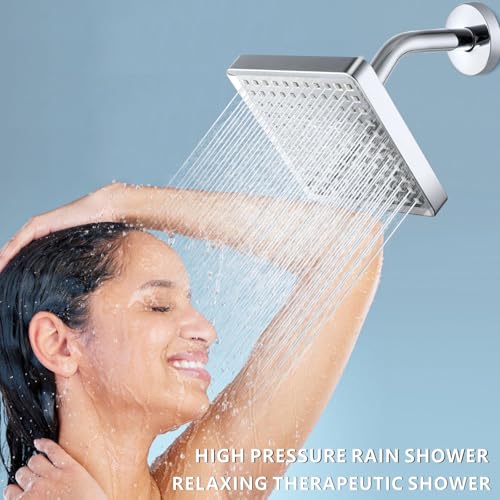 Nuodan High Pressure Rain Shower Head with 6'' Shower Arm - High Flow Square Rainfall Showerhead - Luxury Modern Look - Pressure Boosting (Chrome) by Nuodan - Used condition - Image 2