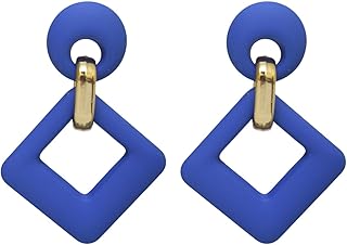 Acrylic Matte Earring For Girls - Blue Gold