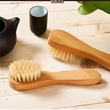 فرشاة تقشير وتنظيف الوجه AnHua2PCS، أداة للعناية ببشرة الوجه، فرشاة تنظيف المسام مع حامل خشبي عالي الجودة وشعيرات ناعمة