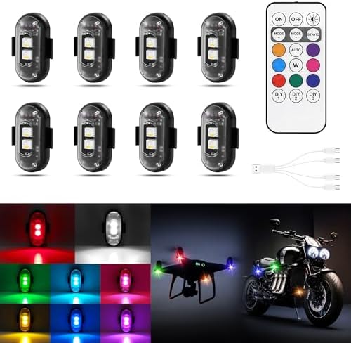 Wireless LED Lights for Car 8PCS with Remote Control, Wireless LE...