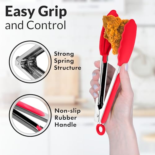 Zulay Kitchen Z-TNGS-STNLSS-STLL-2ST-RD Zulay Stainless Steel Kitchen Tongs With Silicone Tips - Set Of 2 thumb #4