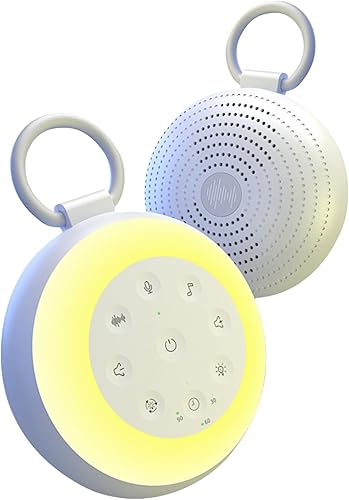 Vaydeer SA18 - Máquina de ruido blanco con grabación, máquina de sonido portátil y altavoz Bluetooth para bebés adultos, 24 sonidos relajantes, luz