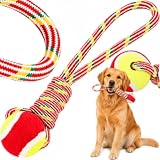 PARENCE. Hundespielzeugseil mit Ball – Zieh- und Wurfspielzeug 34 cm – Geflochtenes Seil mit Ball 6 cm – Zieh- und Apportierspiel – Innen, draußen – Zufällige Farbe