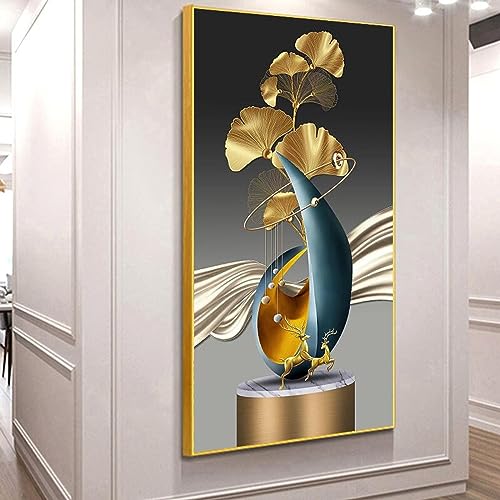 Affiche cerf doré moderne pour déco salon raffinée