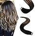 Produktbild YoungSee Balayage Echthaar Extensions Tape Ombre Schwarz zu Dunkelbraun mit Aschblond Remy Tape in Echthaar Extensions Glatt Echt Menschliches Haarextension Echthaar Tapes 20Stuck 50gramm 35cm
