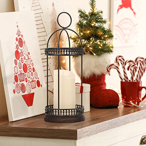 J Jackcube Design Decorative Metal Candle Lantern, Led Candle Holder Farmhouse Vintage Tabletop Hanging Indoor And Outdoor Lantern Decor- Mk1010B #TOP1