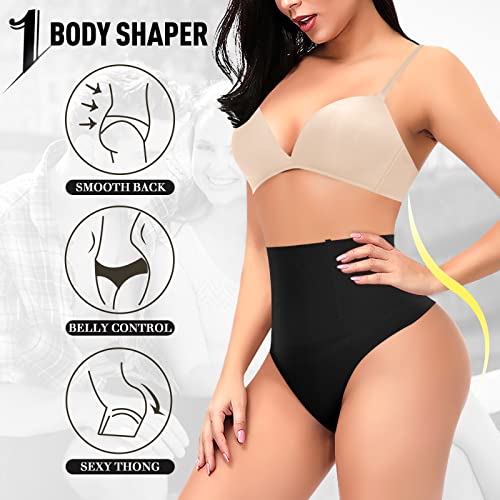 Image of Werena Thong Shapewear for Women Tummy Control Seamless High Waist Body Shaper Underwear Shaping Panties
