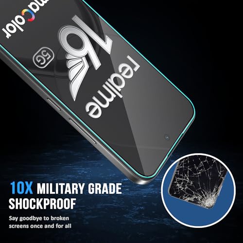 Image of FIRST MART Tempered Glass for Realme Narzo 90, Realme 16 and 15T, 9H 0.3 mm Full-Glue Screen Protector with Cable Protector, 3D Edge-to-Edge, HD Clear, Case-Friendly, Black, Pack of 1