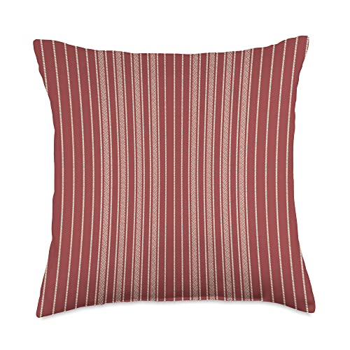 Ticking Striped Throw Pillow Brick Red Throw Pillow