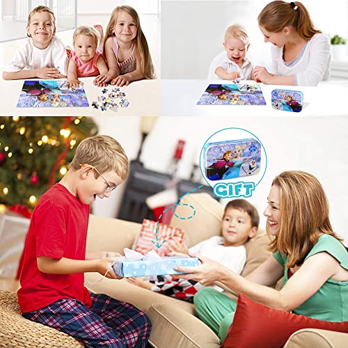 Lelemon Disney Frozen Jigsaw Puzzle In A Metal Box 60 Pieces Anna And Elsa Winter Adventures Puzzles For Kids Ages 4-8 Children Learning Educational Puzzles Toys #TOP5