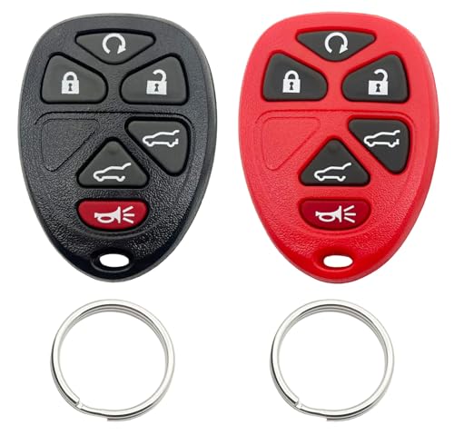Coque de clé pour Chevrolet et GMC : boîtier de rechange noir et rouge à 6 boutons