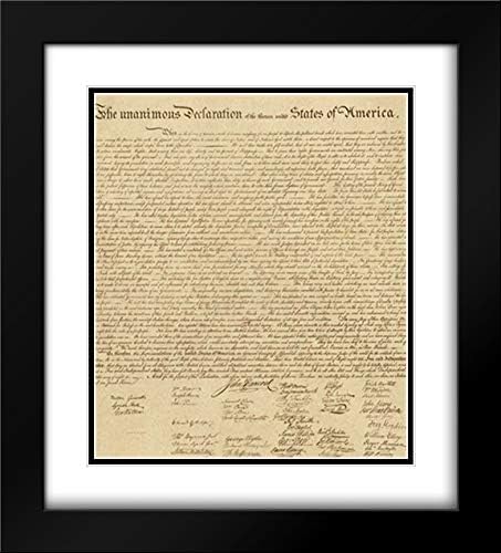 ArtDirect U.S. Declaration of Independence - Decorative Sepia 15x18 Black Modern Frame and Double Matted Art Print by US Government