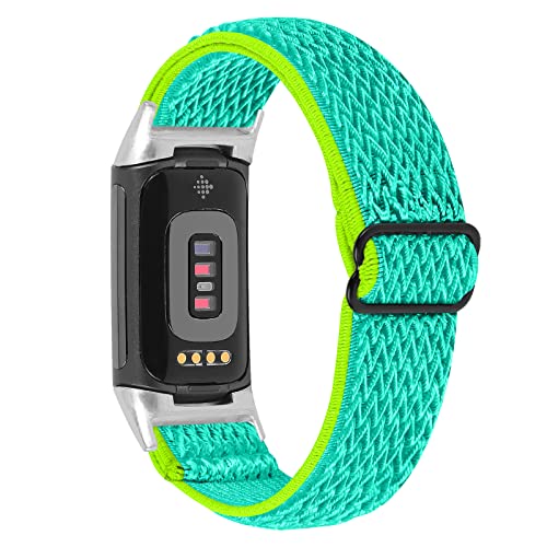 Pulseiras de lona de nylon compatíveis com Fitbit Charge5, pulseira de substituição esportiva de nyl