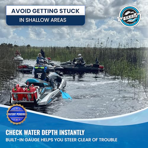 WAVESRX Telescoping Paddle with Docking Hook & Depth Gauge - Adjustable 24\" to 54\" Collapsible Emergency Oar for Jet Ski, Boat, PWC, Kayak, Canoe, Inflatable Dinghy- Must Have Boating Accessories