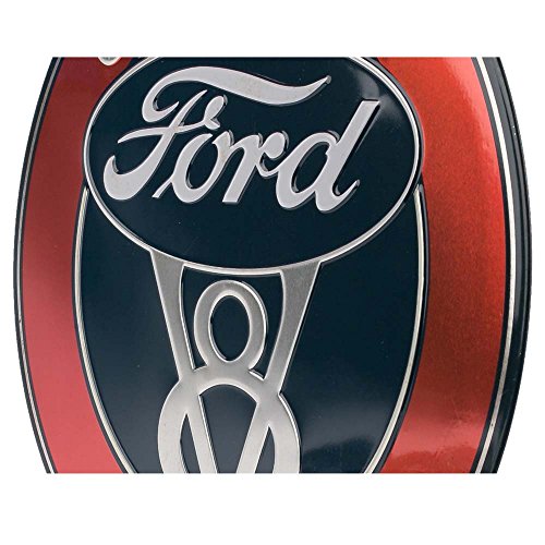Open Road Brands Ford Genuine Parts V8 Round Embossed Metal Sign - Vintage Ford Sign For Garage Or Man Cave #TOP3