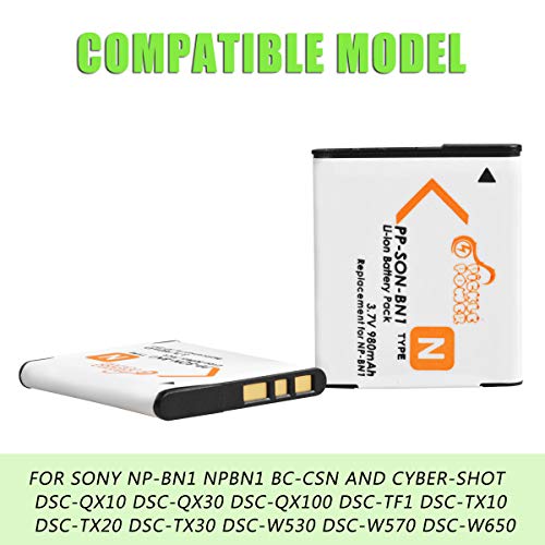 Pickle Power Np-Bn1 Batteries And Battery Charger Replacement For Sony Cyber-Shot Dsc-W800 Dsc-W530 Dsc-W570 Dsc-W650 Dsc-W830 Dsc-W310 Dsc-W330 Dsc-Tx10 Tx20 Tx30 Dsc-Wx100 Dsc-W800 Dsc-Qx10 Dsc-Qx30 #TOP3