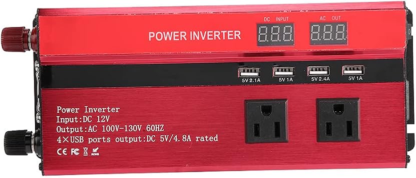 Christmas DealsQinlorgo 3000W/4000W/5000W//10000W 12V/24V to 110V Car Solar Voltage Inverter High Power4000W 12V 110V