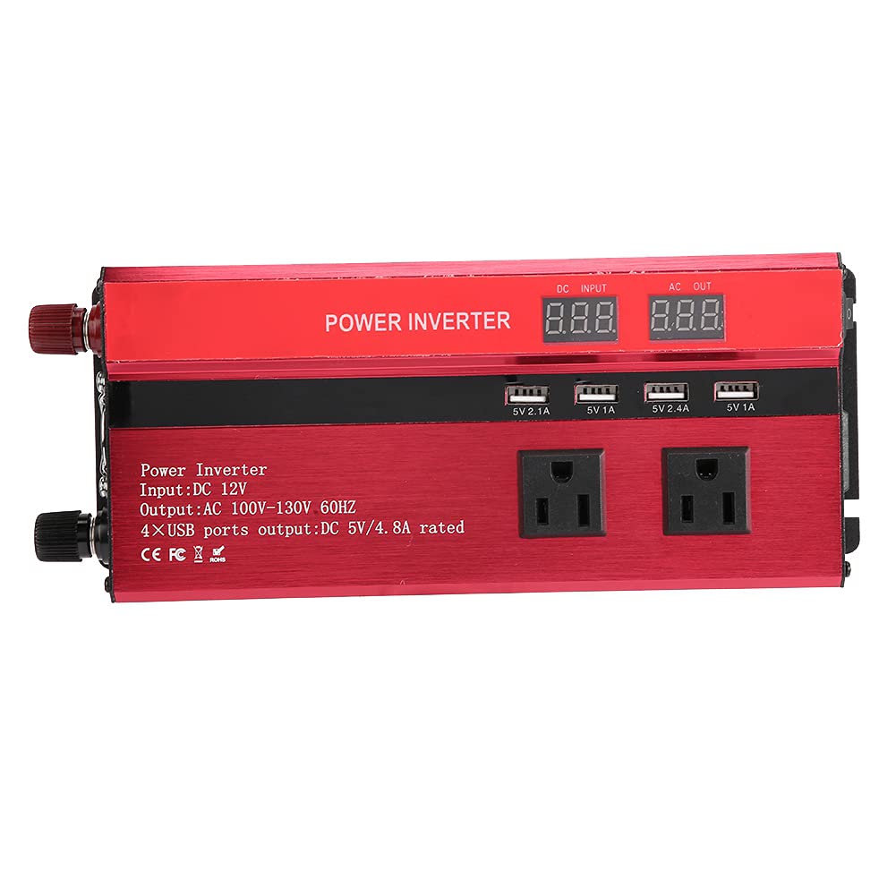 Solar Voltage Inverter, 700W 12V to 110V Red Aluminum Alloy High Power Car Solar Voltage Inverter with High Definition LCD... - Review, Price and Buying Guide