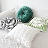 NatureMan Okrągła poduszka dekoracyjna, aksamitna dekoracja mała poduszka ozdobna, dynia poduszka dekoracyjna nadaje się do salonu sofa łóżko podłoga 35,8 cm, ciemnozielona