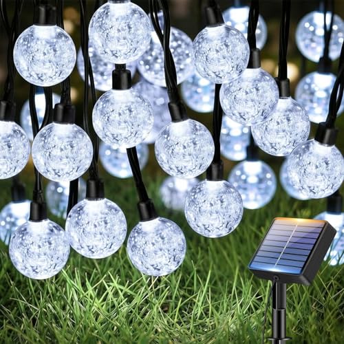 Image of btfarm Solar Lights Outdoor Garden, 12.5M/41FT 50 LED String Lights Solar Powered Waterproof, 8 Modes Crystal Ball Fairy Light for Garden Patio Yard Tree Christmas Party, Cool White