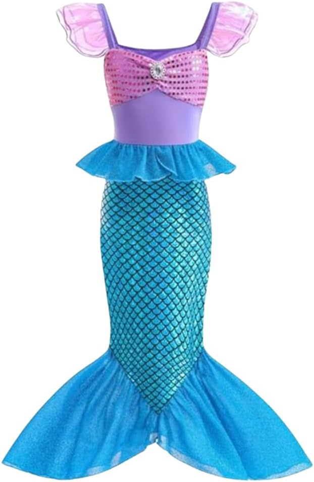 Lito Angels Ocean Mermaid Costume for Girls, Purple Blue, Age 2-13