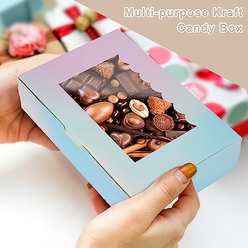 KEYIDO 20 Pack Cookie Boxes with Window 8.5”×5.5”×2” Bakery Boxes Sweet Packaging Boxes for Donuts Biscuit Pies Candy Chocolates Party Favours (gradient) - Image 2