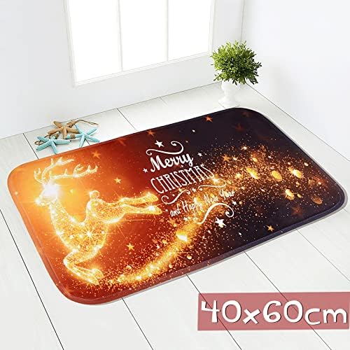 2 Pieces Christmas Decorative Doormats Home Entrance Rug Christmas Non Slip Winter Welcome Doormat for Indoor Outdoor, 40 x 60cm (B)
