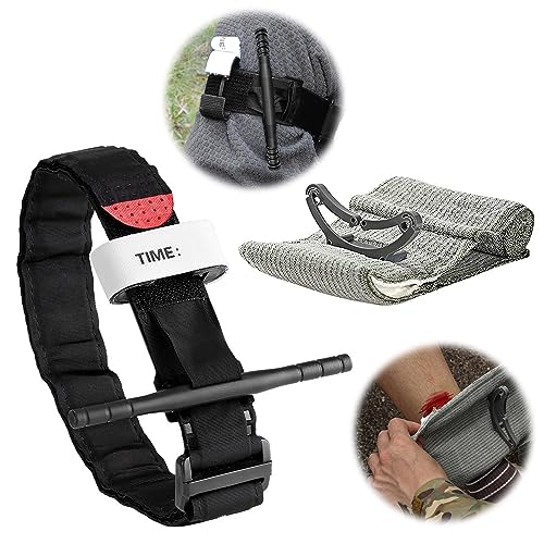 3.8 x 95cm Porte Garot a Tourniquet Militaire, Garrot Tourniquet, Pansement Israelien Compressif, Pansement Compressif Hemostatique Urgence pour Trousse de Secours, Militaire, Camping Randonnée