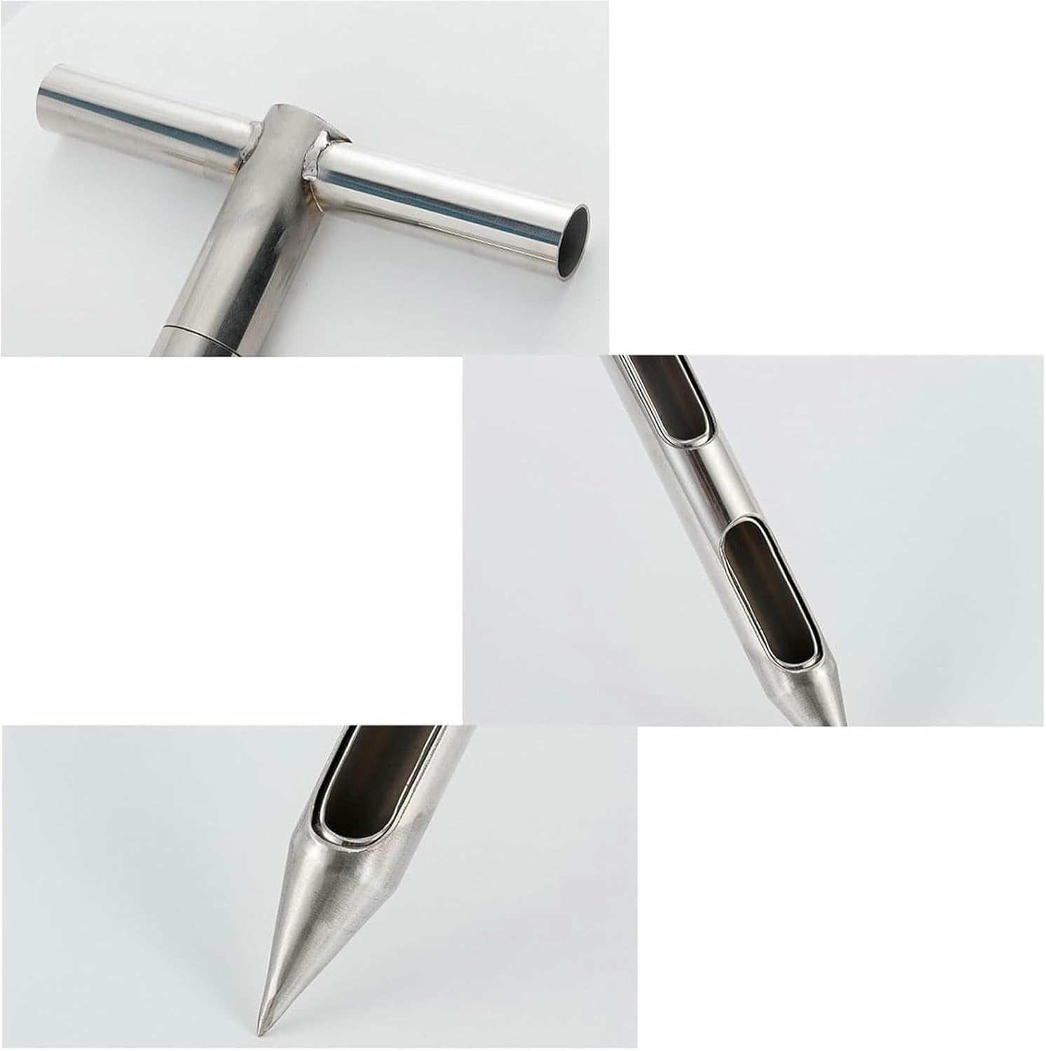 Grain Probe Sampler - Stainless Steel Solid Sample Probe, Stainless Double Tube Stratification for Powder, Cement, and Fertilizer