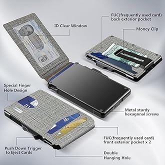 umoven Wallet for Men - with Money Clip Slim Leather Slots RFID Blocking Bifold Minimalist Wallet